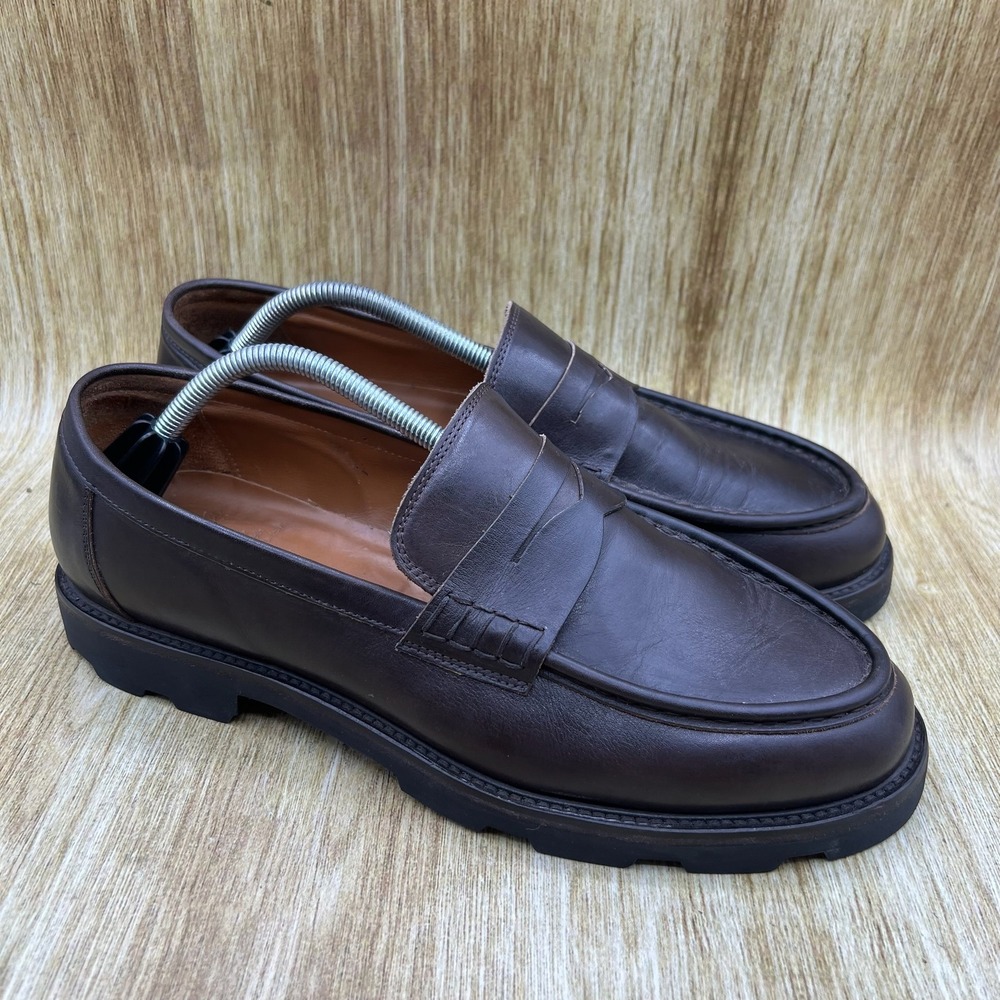 Velasca Penny Loafers Men's Size 11.5 EU 44.5 Dark Brown Lug Sole Made in Italy